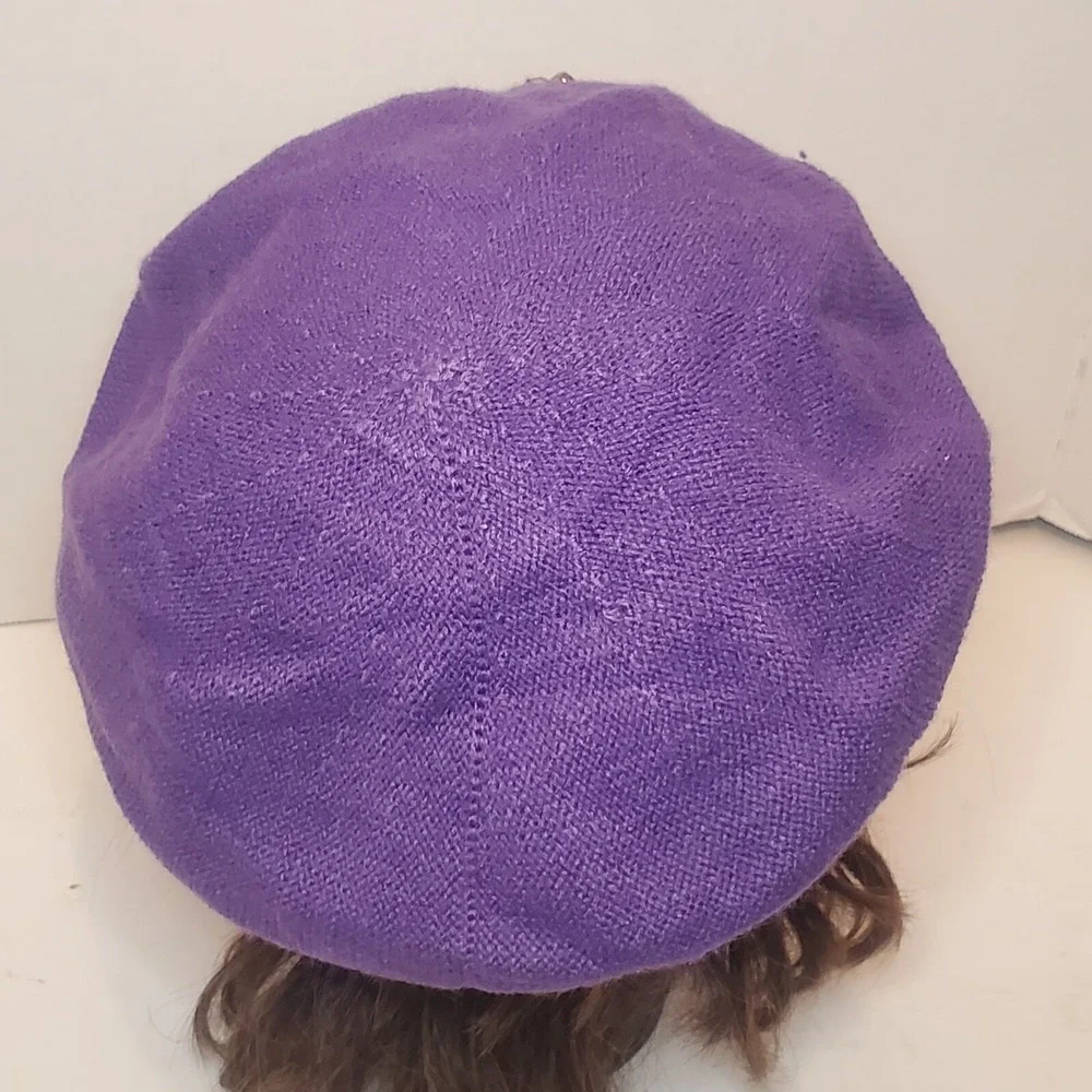 ABG Accessories Purple Acrylic Jeweled Beret Hat 100% Acrylic Warm Comfy Stylish